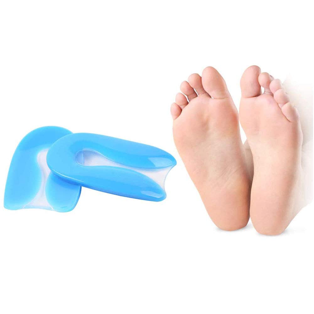 Cojín de silicona en forma de U, almohadilla para fascitis plantar diseñada para el cuidado doloroso del talón y los espolones óseos, 1 par (L)