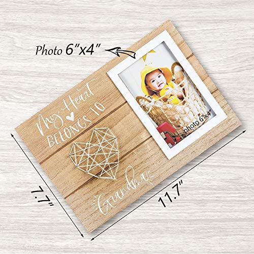 Grandma Birthday Picture Frame Gifts - Great Grandmother Gift From Grandson Granddaughter - Baby Announcement Gift For New Grandmothers - My Heart Belongs To Grandma - 4X6 Inches Cute Photo #TOP1