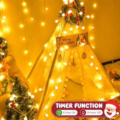 Gcstnn Lichterkette Batterie Außen 6M 40 LED Warmweiß Globe Lichterketten mit 6h Timer… – Ansicht 2
