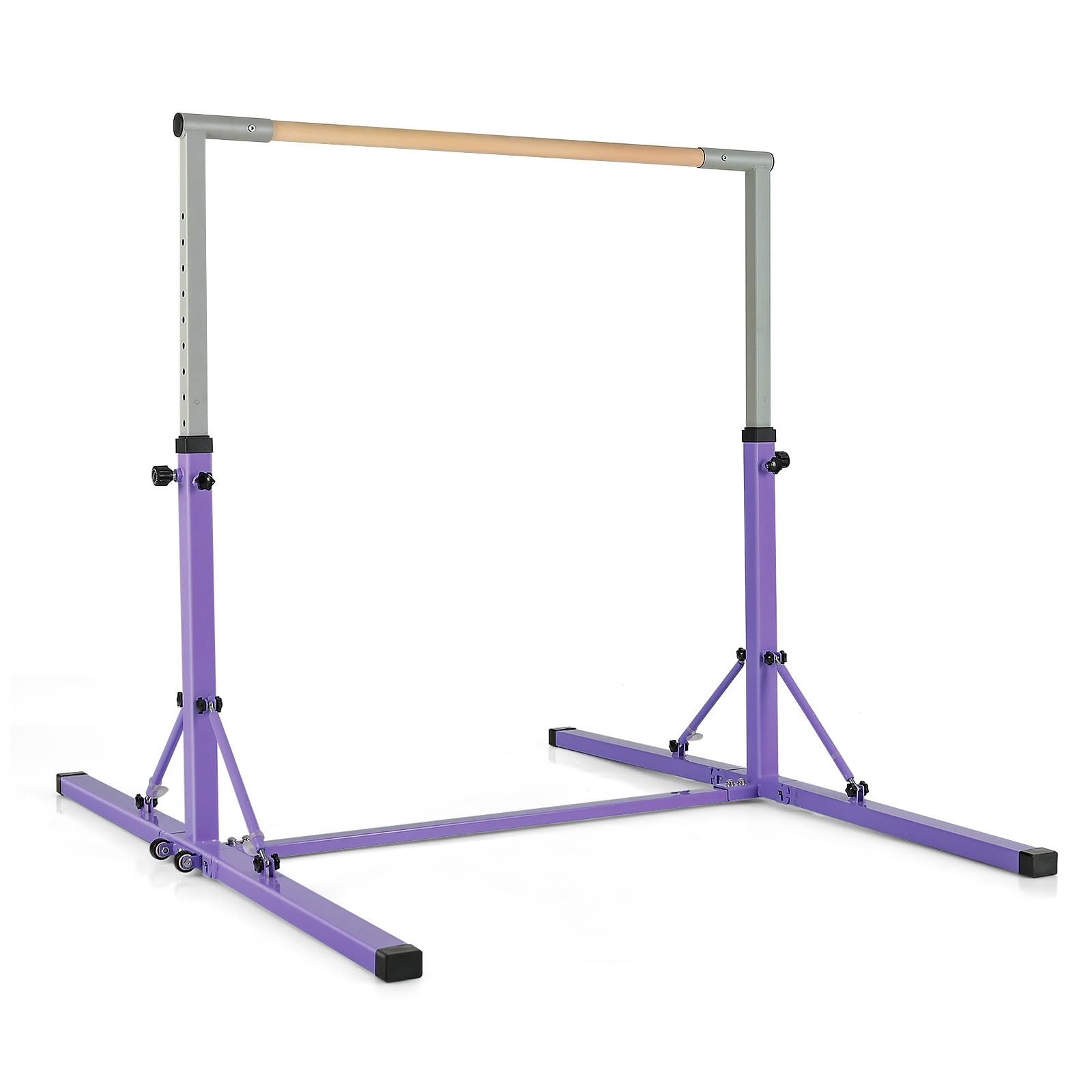 COSTWAY Barra de Gimnasia Plegable para Niños, Barra Horizontal Gimnasia, Alturas Ajustables de 13 Posiciones, Carga 100kg, Casa, Gimnasio