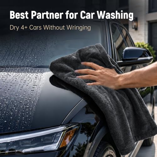 Veco 1600 GSM Car Drying Towel, 36x24 70/30 Microfiber, Black - 4