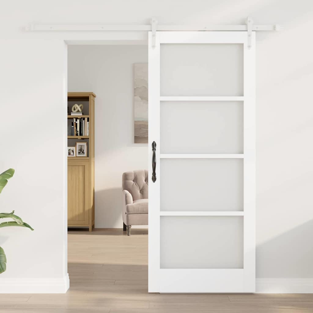 Porta scorrevole bianca, 83 x 202 cm, in legno di pino massiccio