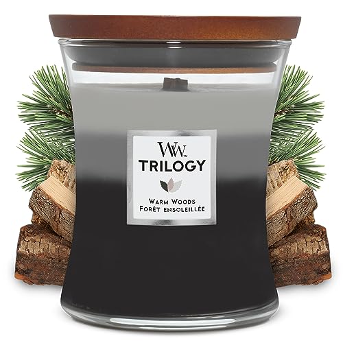 WoodWick Medium Hourglass Scented Trilogy Candle | Warm Woods...