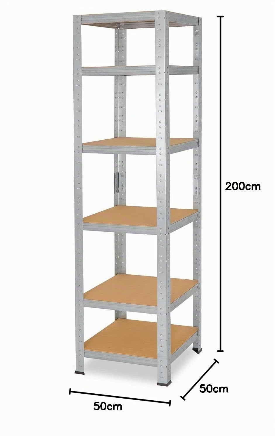 shelfplaza Home 200x50x50 cm Estantería Pesada en galvanizada con 6 baldas y 145 kg de Capacidad de Carga por balda