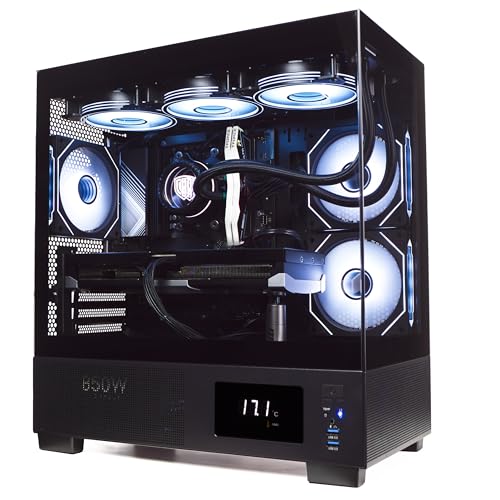 ionz Gaming PC - Desktop Computer, Ryzen 7 5700X, Radeon RX 9060 XT, 16GB RAM, 1TB NVMe SSD, 360mm AIO, LED display, Windows 11, 650W 80+ PSU, USB WiFi, Aether Vision, Black