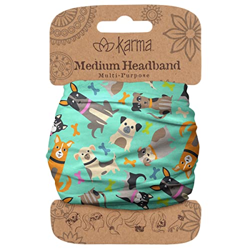 Karma Gifts Dogs Headband for Women - Medium - Fabric Headband and Stretchy Hair Scarf - Multicolor