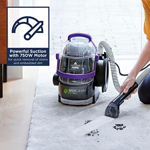 BISSELL SpotClean Pet Pro | 750W Portable Carpet Cleaner | Removes Spills, Stains and Pet Messes | includes Pet Stain Trapper Tool | Cleans Carpets, Upholstery & Car | 15588 | 2.8L | Black/Purple - Image 3