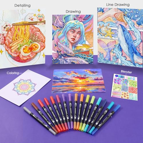 TOSHARE 72-Color Double-Tip Brush Marker Set