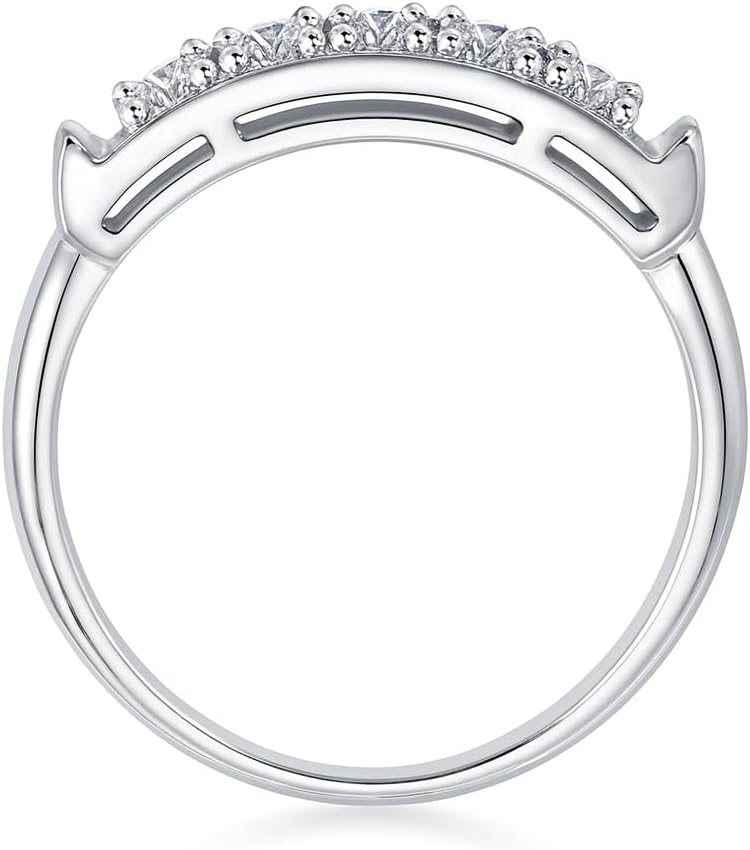 925 Sterling Silver Band Ring for Women – White Gold Plated Eternity Wedding Band with Brilliant Round-Cut CZ Stones | Stackable Anniversary, Promise, or Engagement Ring Size 4-11