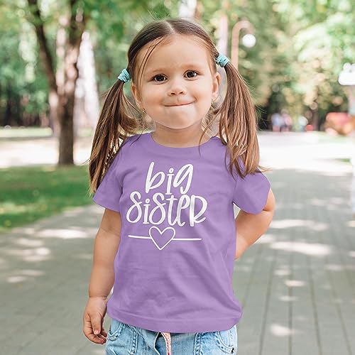 Olive Loves Apple Big Sister Heart Sibling Reveal T-Shirt for Baby and Toddler Girls Sibling Outfits2