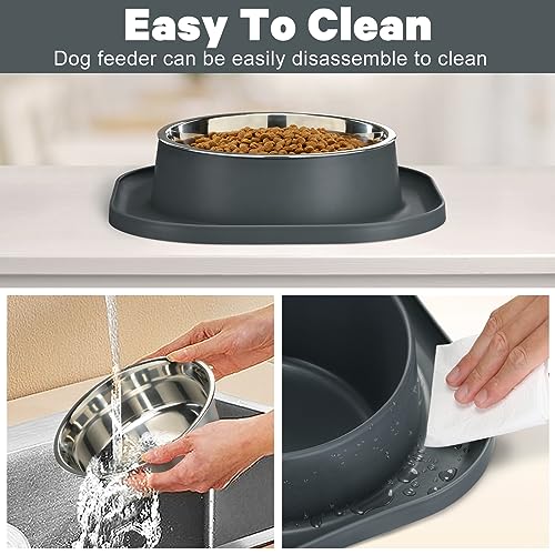 2PACK Large Stainless Steel Dog Bowls, 7 Cup Water & Food Bowl with Anti-Skid Rubber Base for Large Pet, Metal Bowl Spill Proof Dog Dish with Silicone Feeding Mat for Dry and Wet Foods, Grey 2PACK Large Stainless Steel Dog Bowls, 7 Cup Water & Food Bowl with Anti-Skid Rubber Base for Large Pet, Metal Bowl Spill Proof Dog Dish with Silicone Feeding Mat for Dry and Wet Foods, Grey