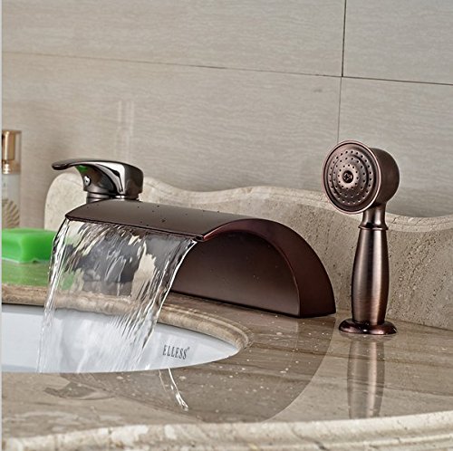 Mitigeur baignoire cascade ORB robinet 3 pcs laiton avec douchette Gowe - 3