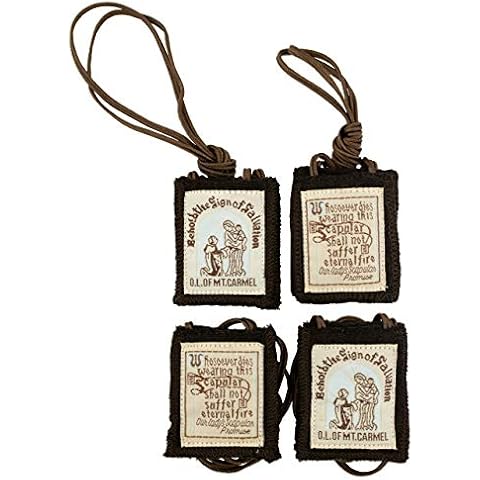 Traditional Brown Scapular | Our Lady of Mt. Carmel | Handmade in The USA by Nuns Using 100% Wool | 18 Inch Cord | Great Catholic Gift for First Communion and Confirmation Cover