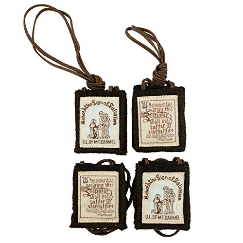 Traditional Brown Scapular | Our Lady of Mt. Carmel | Handmade in The USA by Nuns Using 100% Wool | 18 Inch Cord | Great Catholic Gift for First Communion and Confirmation