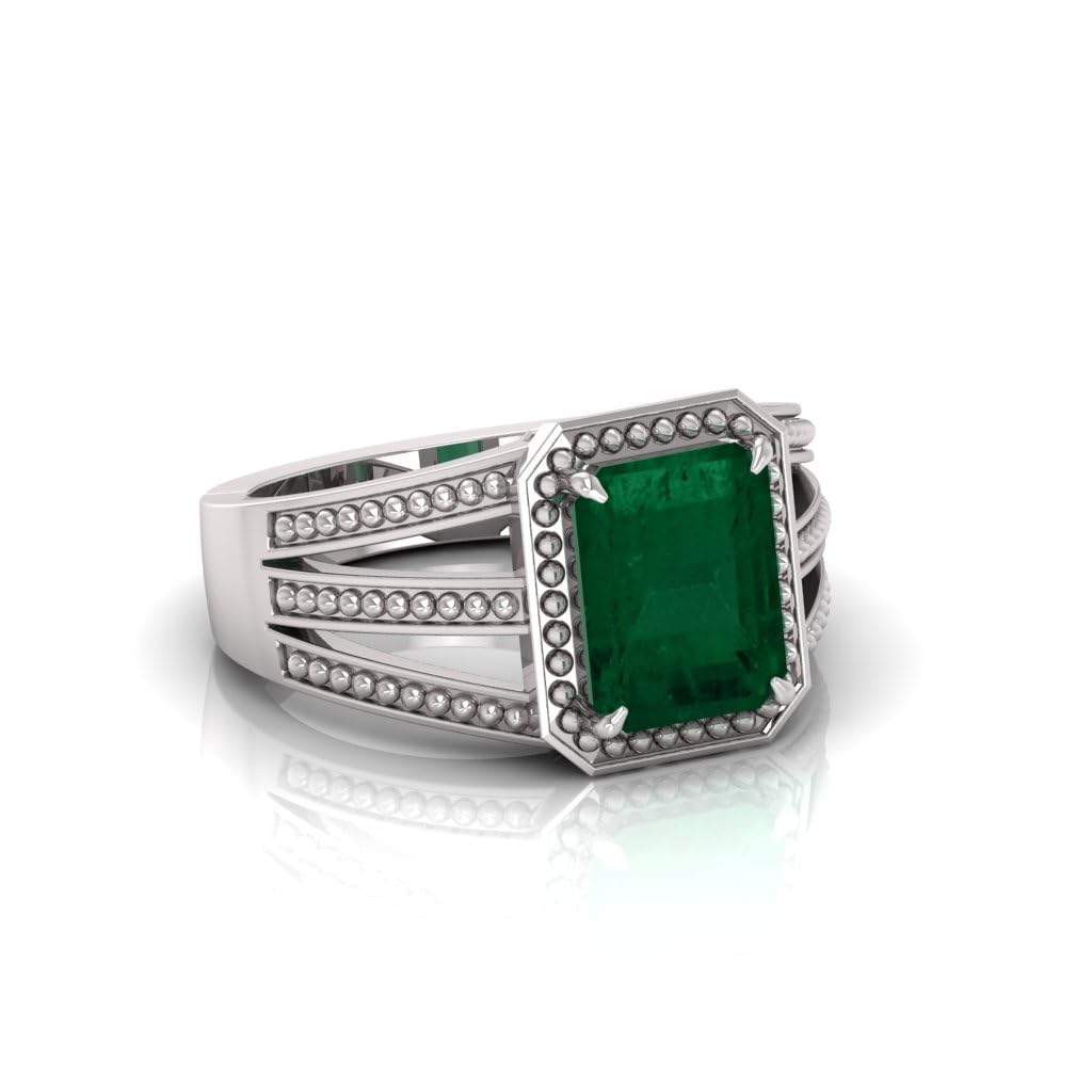 7.25 Ratti Panna (Emerald) Original Stone Adjustable Ring For Men And Women With Lab Certified B8-picture-22