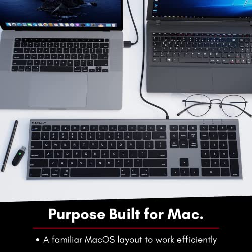 Macally Ultra-Slim Usb Wired Computer Keyboard - Works Great As Both A Windows Or Wired Mac Keyboard - Compatible Full Size Apple Keyboard With Numeric Keypad For Mac Mini, Imac, Macbook - Space Gray #TOP2
