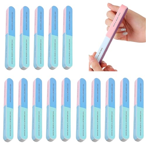 15 limas de uñas naturales, lima pulidora de uñas para uñas pulidoras de uñas para uñas naturales, 7 superficies de colores para aplicaciones versátiles y uñas