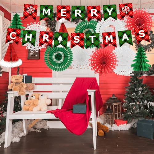 Flocon de neige suspendu et éventail papier pour kit déco fête Noël - 6