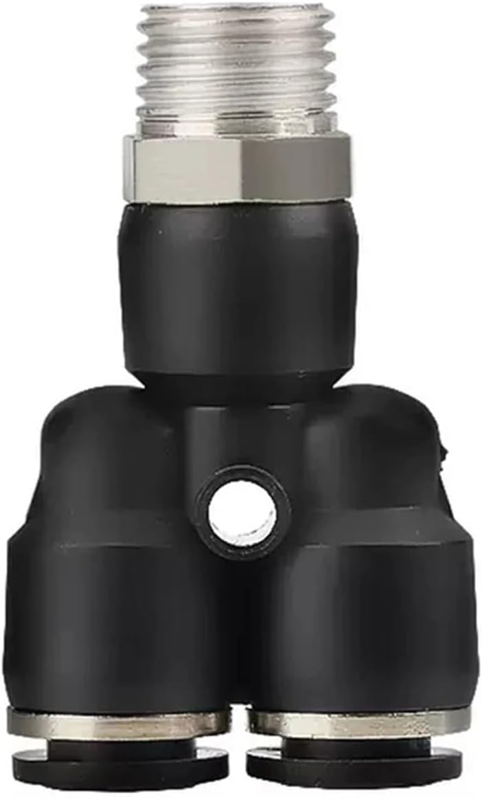 1pc PX Black Pneumatic Quick Connector PU Hose Air Pipe 4 6 8 10 12mm Y-shaped Tee External Thread BSPT1/4 1/2 1/8 3/8(PX6-01)