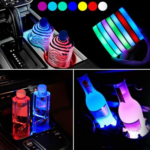 2 Pcs Luz LED para Portavasos de Auto con Cable USB miniatura 6
