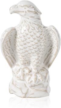 Ceramic Eagle Statue - Modern Hawk Sculpture for Home, Mini Eagle Decor, Figurine Hawk Trophy for Living Room, Bathroom, Bookshelf, Desktop, Car White