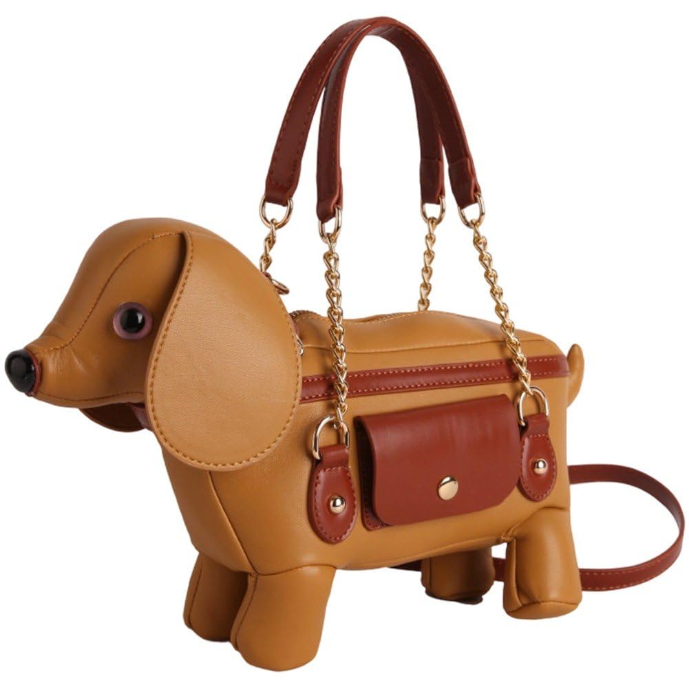 Sac en forme de chiot mignon avec bandoulière chien amovible et finitions soignées en simili PU