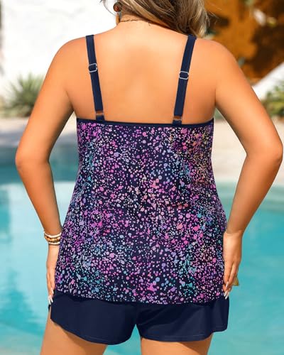 Image of Tempt Me Plus Size Tankini Swimsuits - Women Two Piece Tankini Top with Shorts Flowy Swimsuit 2025 Bathing Suits
