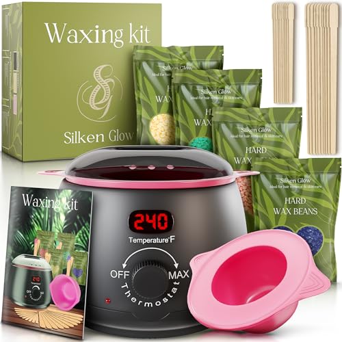 Wax kit for Hair Removal, Wax Pot for Hair Removal for Face, Body, Leg, Bikini, Brazilian Wax, Waxing Kit for Women & Men (32 Accessories)