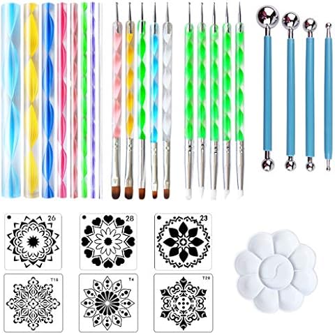 30 PCS Mandala Dotting Kit Mandala Dotting Tools and Stencils for Painting Rocks, Nail Dotting and Art Drawing Supplies Cover