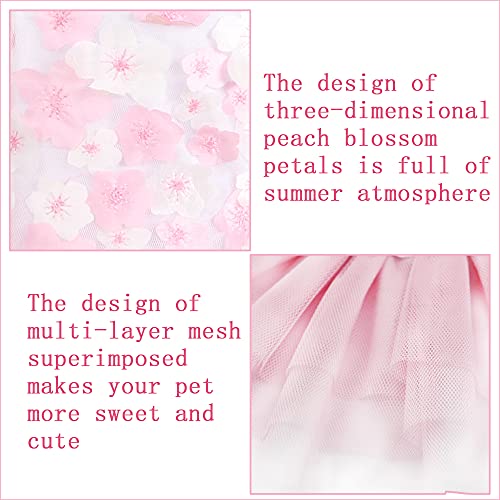 Yaodhaod Dog Princess Dress, Dog Tutu Skirt Wedding Dress Summer Peach Blossom Petal Embroidery Tulle Ruffle Dresses Birthday Party Costume For Small Dog Girl Apparel (Small) #TOP2