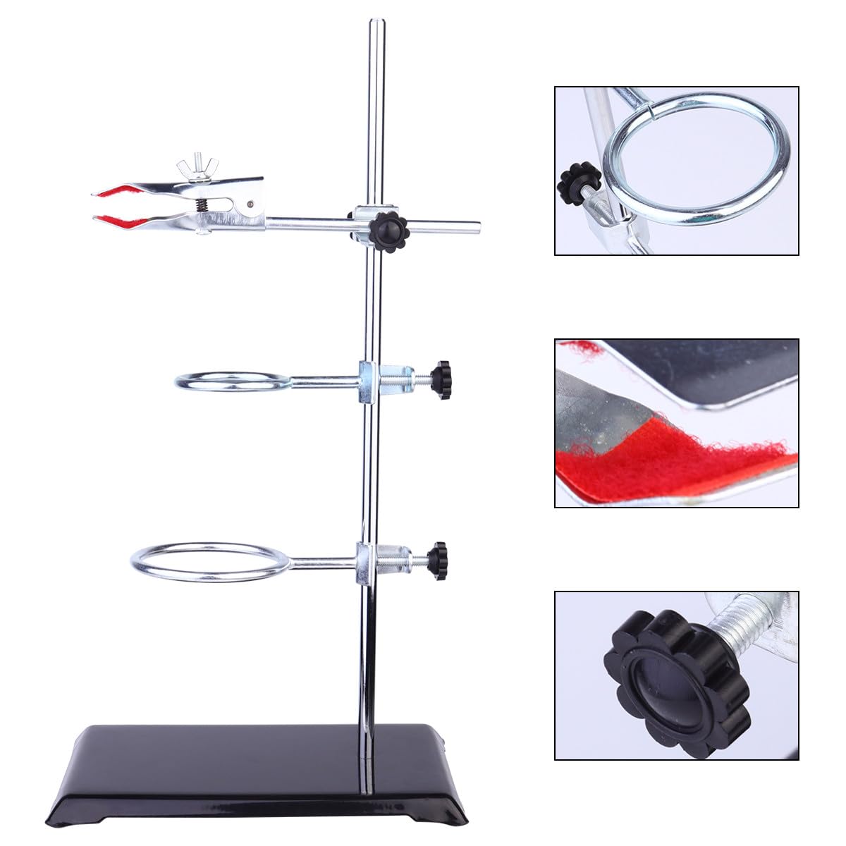Homoyoyo Kit Chimico Supporto in Ferro e Morsetto da Laboratorio, Base Imbottita Antiscivolo per Esperimenti di Filtrazione e Riscaldamento, Attrezzature Metalliche Stabili per Uso