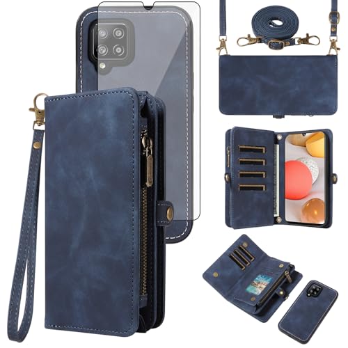 Protection Samsung A42 5G Asuwish anti-rayure avec verre trempé et porte-carte