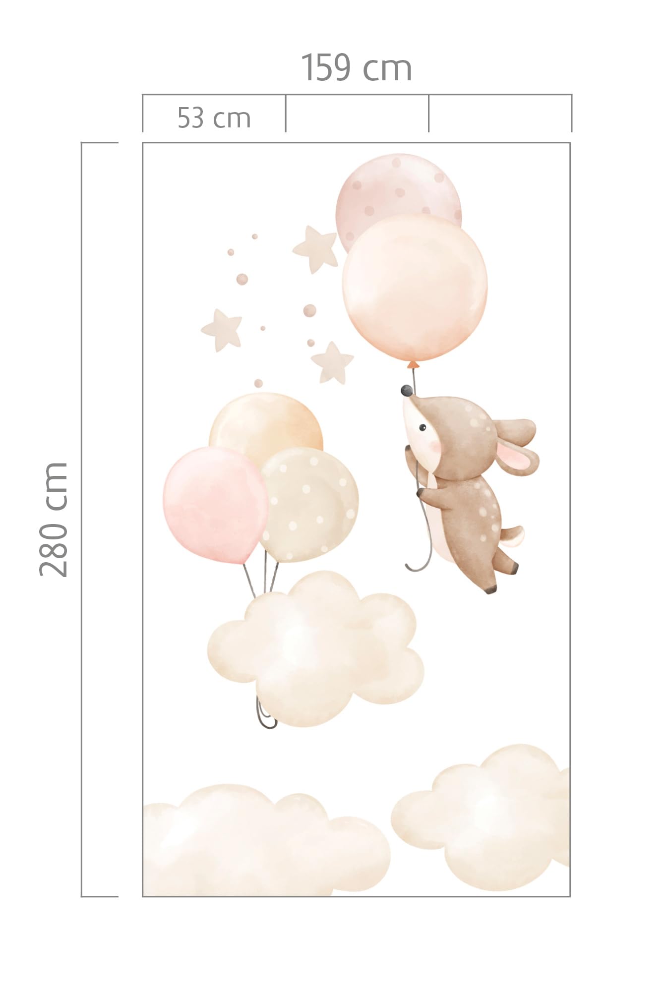 Rasch Kindertapete Hase, Wolken & Ballons Kids World II - Verspielte Fototapete Tiere in Pink für ein ruhiges Wohnambiente im Mädchen und Jungen Zimmer - 2,8 m x 1,59 m