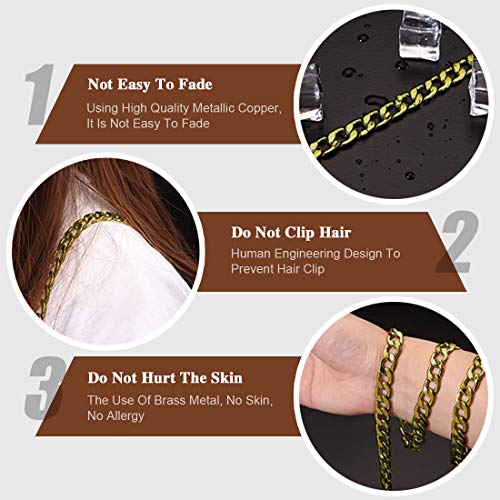 Swpeet 3Pcs Bronze Luxury Fashion 47 Inche Replacement Flat Chain Strap with Buckles Set - Image 4