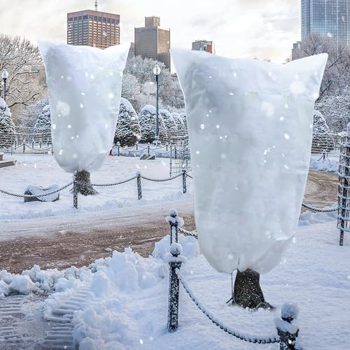 Avalution Plant Covers Freeze Protection, 5 Packs Frost Cloths for Outdoor Plants, 71" X47" Reusable Frost Blankets, 2.2oz Tree Cover Freeze Protection Drawstring Bags for Potted Shrub by Avalution - Image 6