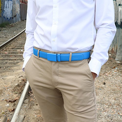 Image of Falari Men Unisex Genuine Leather Ratchet Dress and Casual Belt, Automatic Sliding Buckle, Trim to Fit