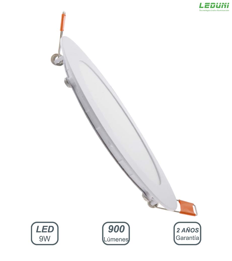 LEDUNI ® Foco empotrable led techo, 9W equivalente 100W, Downlight Led Techo Circular 900LM Color Blanco Neutro 4000K Angulo 120 IP20 Aluminio 145X20H mm Dimension de corte 135mm Pack de 10 Unidades