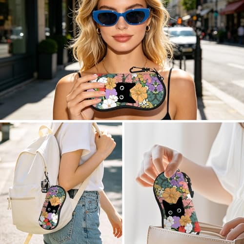 Image of Sunglasses Soft Case, Cute Ultra Light Portable Neoprene Zipper Eyeglass Glasses Case with Belt Clip for Men Women