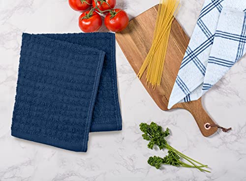 Dan River Dish Towels For Kitchen | 100% Cotton Dish Towels | Tea Towels For Kitchen | Dish Drying Towels | Dish Clothes For Washing Dishes | Kitchen Washcloths For Dishes |12”X12” Blue Opal Pack-8 #TOP6