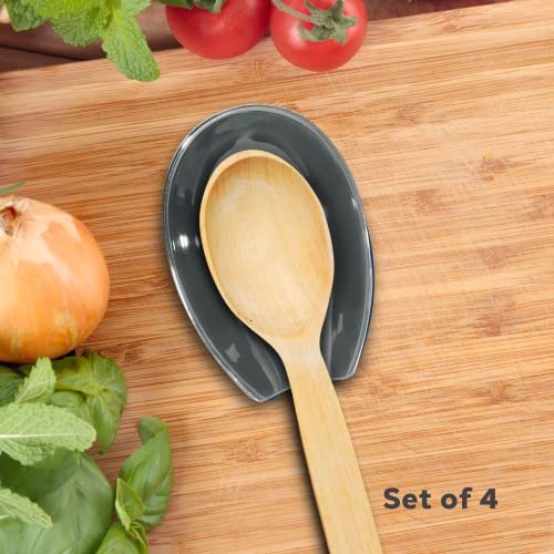 OGGI Spooner Ceramic Spoon Rest- Set of 4 - Spoon Rest for Stove Top, Spoon Holder for Countertop, Kitchen Decor for Counter, Coffee Bar Accessories, Slate Blue by Oggi - Image 5