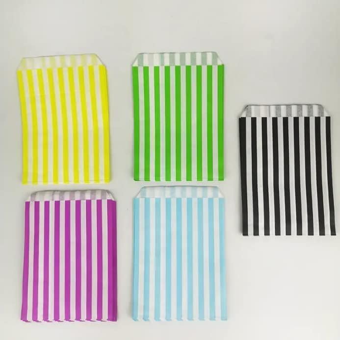 ezkart Pack of 200, Assorted Striped Candy Paper Bags is perfect for Wedding Cake Gift Shops Kids Parties, Popcorn - Image 4