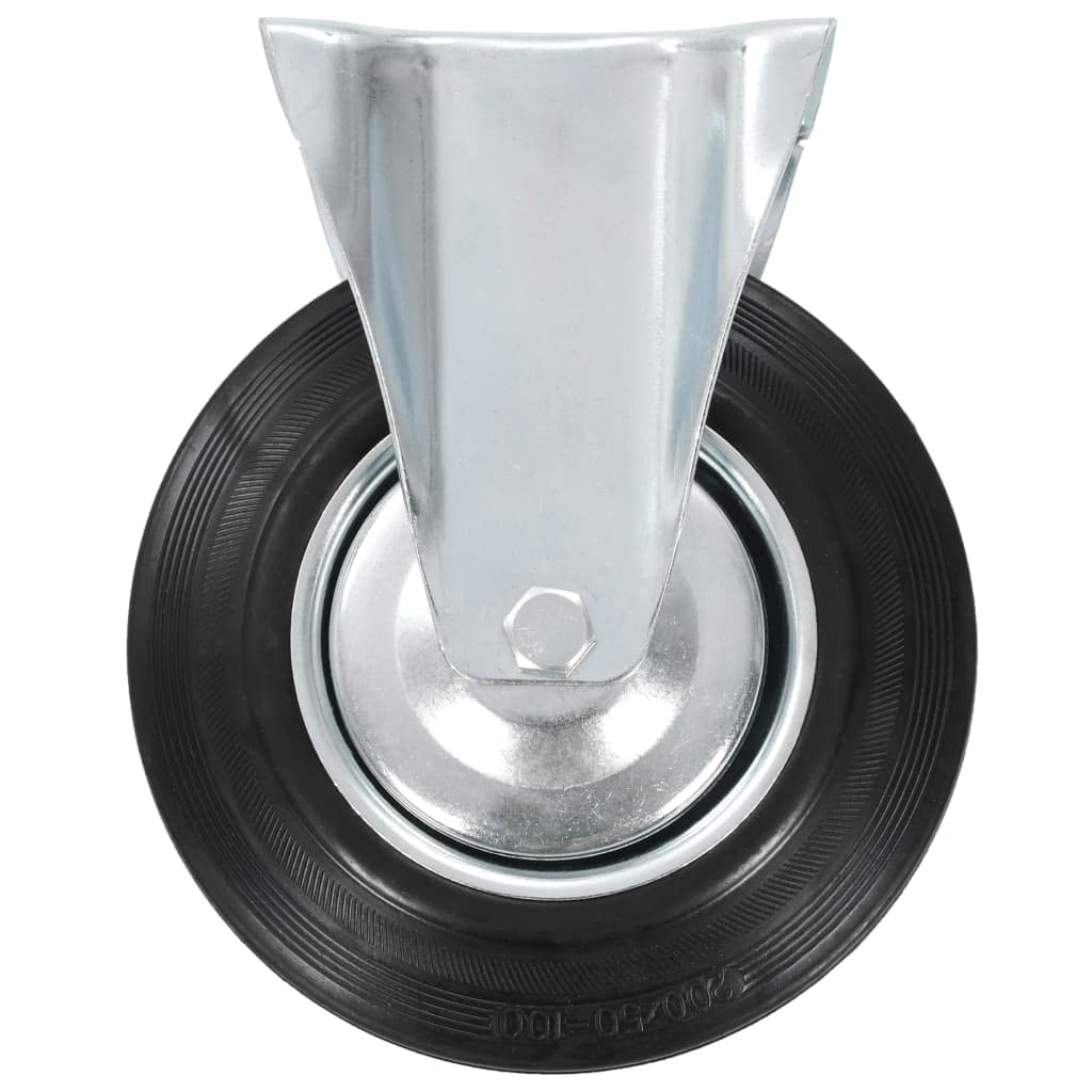 8 Stück Bockrollen 200 mm Gummi mit Zinkbeschichtung für Werkstatt, Lager, Industrie, Transportwagen und Schwerlastanwendungen, geräuschlos, robust, 180 kg Traglast pro Rolle
