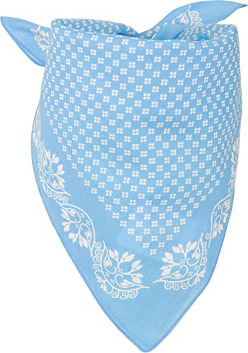 styleBREAKER Bufanda triangular femenina de algodón con diseño floral, bufanda multifuncional, pañuelo 01016201, color:Azul claro-blanco