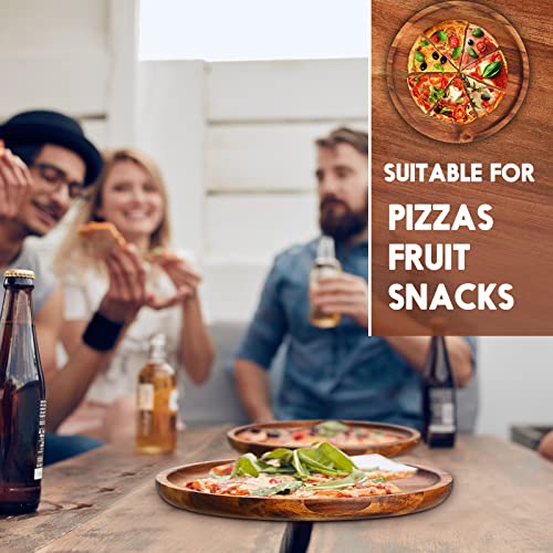 Rtteri 10 Pieces Acacia Round Wood Plates 12 Inch Dinner Plates Wooden Charger Plates Bulk Easy Cleaning Lightweight Serving Plates For Dishes Snack Dessert #TOP4