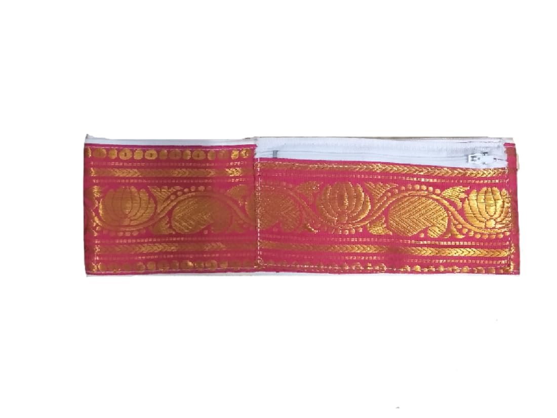 sri thulam gallery Ayyar hip belt/Iyer dhoti belt with jari border cloth, safety pouch and velcro fixture (1.25 meter)-picture-1