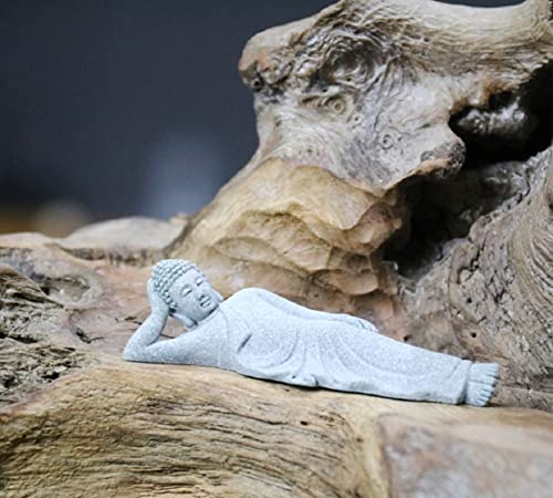 Estatua Reclining Buddha Meditación Tallada de Piedra miniatura 4