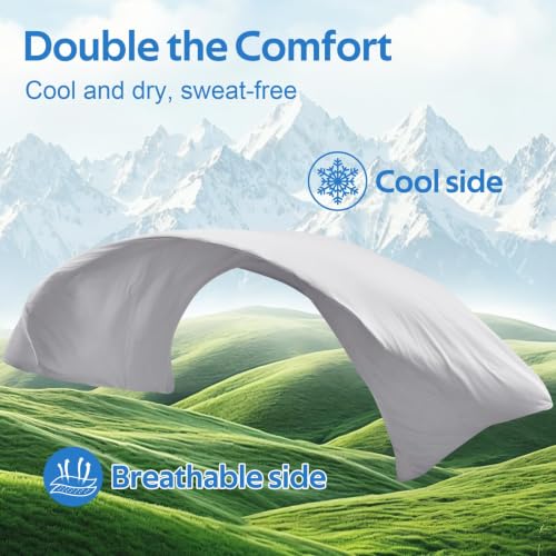 Image of Cooling Comforter King Size Set 4 Pieces, Summer Blanket with Dual-Sided Cool Tech, Deep Pocket Fitted Sheet Fits Up to 18 inch, Q-Max>0.55 Thin Comforter for Hot Sleepers, with 2 Pillowcases, Grey