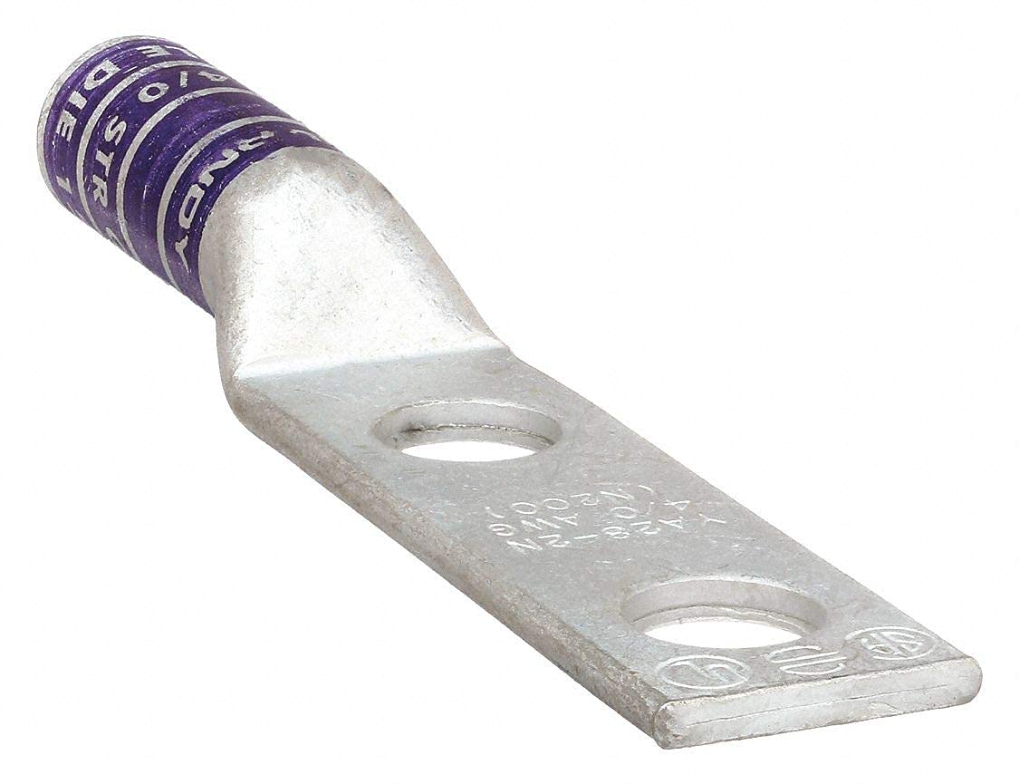 Burndy Llc Burndy 4/0 Two-Hole Lug Compression Connector, Straight Barrel, Purple YA282TC38