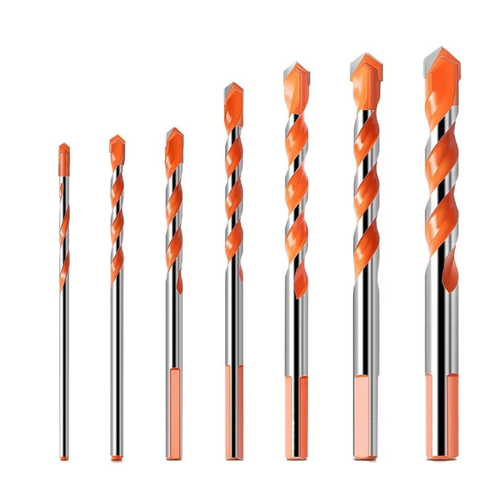 Juego Brocas para Hormigón 1-10PCS Broca Carburo Multi Material para Ladrillo Azulejo Metal Vidrio Madera Taladro Percutor 3-12mm(10-pieceset8mm)