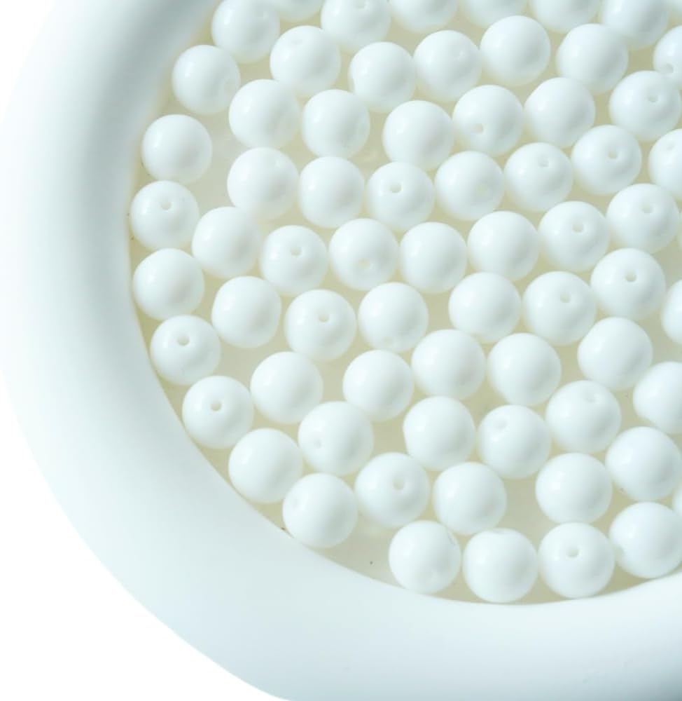 Jabrand 100pcs White Beads, 8mm Porcelain Beads for Jewelry Making Round Ceramic Bead Unique Vintage Bead for Craft Beading Kit Bracelets DIY Decor - Image 2